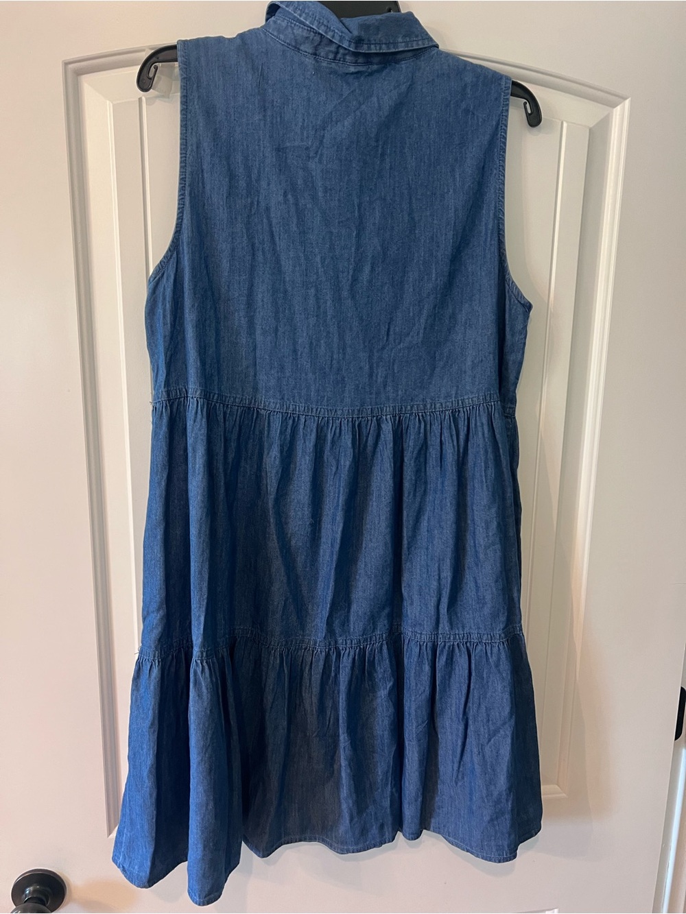 Size 12- Tommy Hilfiger Women's Chambray Tiered Shirtdress - blue - Picture 2 of 6